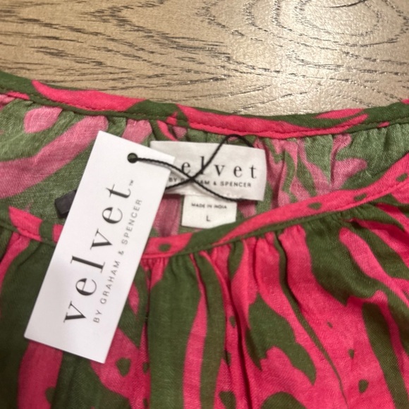 Tuckernuck Velvet Graham & Spencer Cotton Green Pink Floral MIDI Dress L - Picture 3 of 3